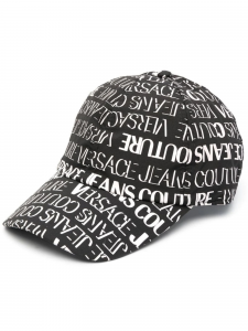 Versace Jeans Couture Cappello con visiera e logo all over - Nero/bianco