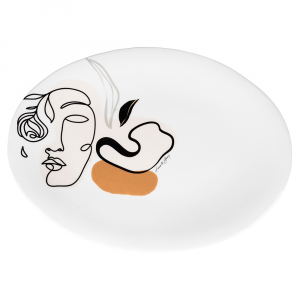 Piatto da portata ovale in ceramica 38x27 cm - Face to Grey