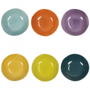 Piatto fondo in ceramica con bordi irregolari - Multicolor