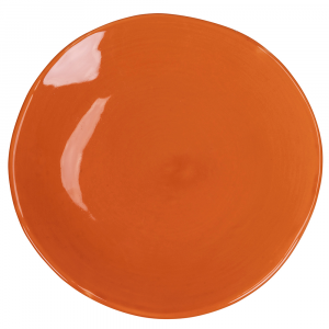 Piatto frutta 22,5 cm in ceramica con bordi irregolari - Arancio