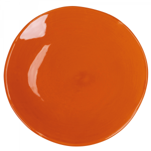 Piatto piano in ceramica con bordi irregolari - Arancio