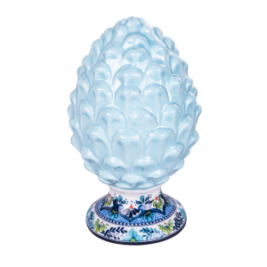 Pigna base bianca in ceramica h. 13,7 cm - Azzurro