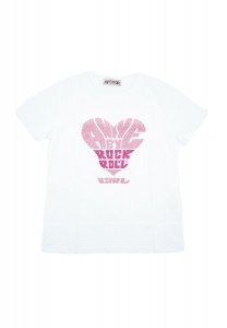 Aniye By Girl T-shirt con stampa glitter rosa - Bianco