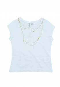 Elsy T-shirt con collana oro - Bianco