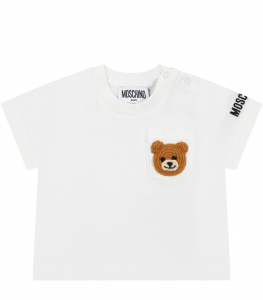 Moschino T-shirt con taschino e teddy in rilievo