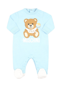 Moschino Tutina per neonato con piedini staccabili e stampa teddy