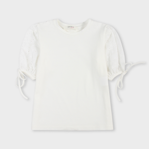 Vicolo Girl T-shirt con laccetti sulle braccia - Bianco