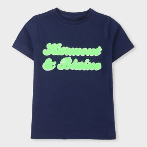 Harmont & Blaine T-shirt con scritte verde fluo - Blu