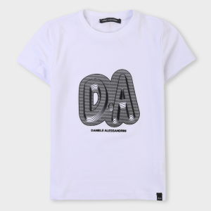Daniele Alessandrini Kids T-shirt con stampa grigia - Bianco