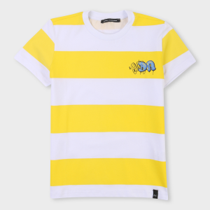 Daniele Alessandrini Kids T-shirt a righe - Bianco/giallo