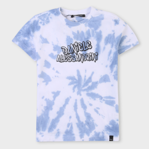 Daniele Alessandrini Kids T-shirt con stampa tie dye - Bianco/azzurro