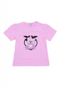Pinko Kids T-shirt con stampa nera e borchie - Rosa