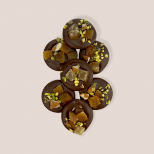 Monete di Cioccolato con Mandorle, Granella di Pistacchio e Canditi