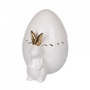 Uovo pasquale in porcellana con coniglietto - Grande