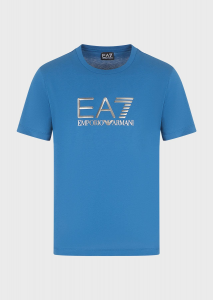 EA7 Emporio Armani T-shirt con logo argento - Azzurro