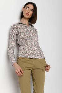 Camicia arricciata fiorellino - Rosa