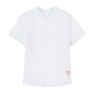 Camicia coreana a maniche corte - Bianco