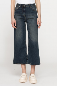 Jeans culotte 5 tasche in denim stretch - Blu scuro
