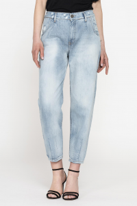 Jeans 5 tasche con elastico in cintura - Blu chiaro