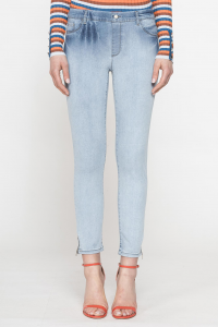 Legg-jeans modello capri in denim super stretch - Blu chiaro