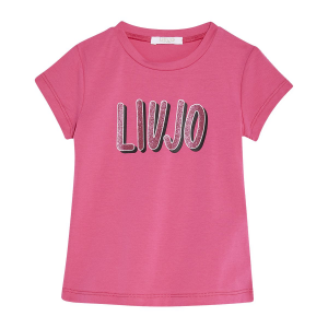 Liu Jo T-shirt stampa logo con glitter - Rosa