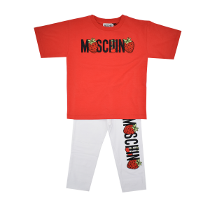 Moschino Maxi-t-shirt rossa con logo e fragole - Multicolore