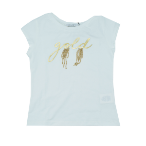 Elsy T-shirt stampa  e catene oro - Bianco
