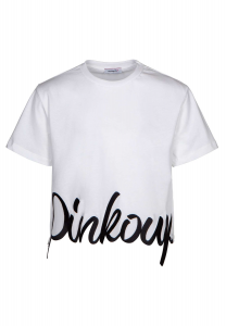 Pinko Kids T-shirt con ricamo logo nero - Bianco