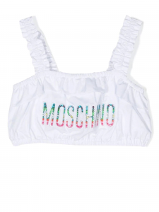 Moschino Love Top cropped con logo - Bianco
