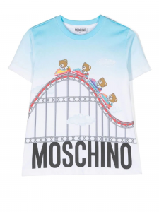 Moschino Love T-shirt a maniche corte con stampe multicolor - Bianco/celeste