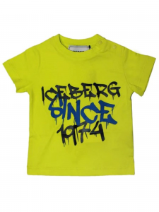 Iceberg T-shirt bambino girocollo con logo stile street art - Lime