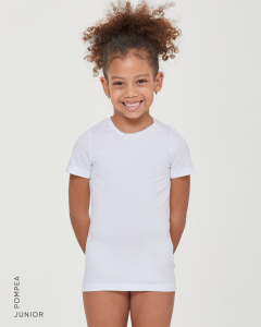 T-shirt girocollo bimba in cotone organico - Bianco