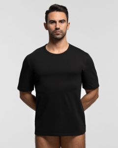 T Shirt girocollo in cotone comfort fit - Nero