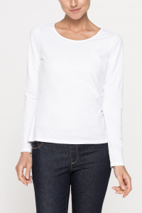 T shirt manica lunga in jersey di cotone organico trattato con aloe - bianco