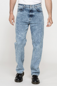 Jeans mod. 702 straight fit in denim stretch da 12,5 oz. - lavaggio chiaro effetto marmorizzato (stone ice wash)
