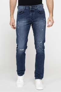 Jeans 5 tasche mod. 710 in denim elasticizzato 12,5 oz. - lavaggio blu medio (stone wash) + treatment