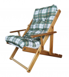 Poltrona Sedia Sdraio Relax 3 posizioni in legno Modello Marisa Pieghevole con cuscino imbottito per ambienti interni ed esterni - Blu