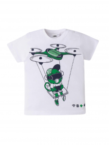 iDo T-shirt a manica corta con stampa bianco verde 8036