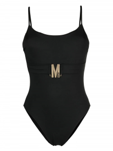 Moschino Swim costume intero con placca logo nero 0555
