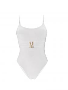 Moschino Swim costume intero con placca logo bianco 0001