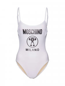 Moschino Swim costume intero con stampa logo bianco 0001