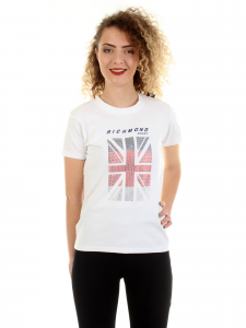 JOHN RICHMOND SPORT T-Shirt da donna con strass colore BIANCO WHITE OPT