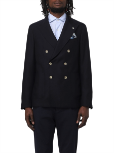 Manuel Ritz giacca doppiopetto in fresco lana nero 99