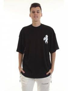 JOHN RICHMOND SPORT T-Shirt da uomo con stampa colore NERO BLACK-O-WH