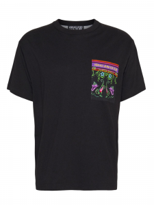 VERSACE JEANS COUTURE T-shirt a maniche corte con stampa multicolor V-emblem Nero G89