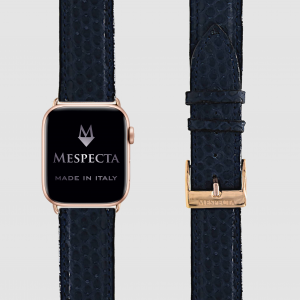Cinturino in pelle Apple Watch Personalizzabile serie Ultra, 8, 7, 6, 5, 4, SE in vera pelle di Pitone Blu