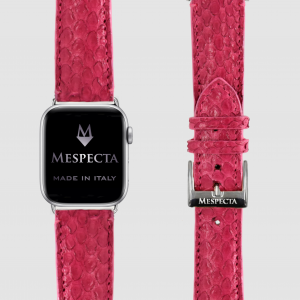 Cinturino in pelle Apple Watch Personalizzabile serie Ultra, 8, 7, 6, 5, 4, SE in vera pelle di Pitone Fucsia