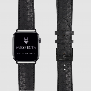 Cinturino in pelle Apple Watch Personalizzabile serie Ultra, 8, 7, 6, 5, 4, SE in vera pelle di Pitone Nero