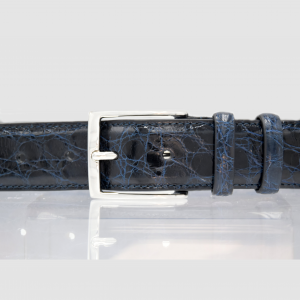 Cintura Uomo in vera pelle di Coccodrillo Blu Scuro Personalizzabile