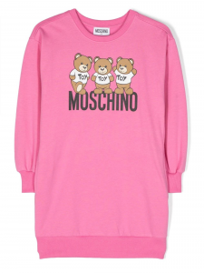 Moschino abito in felpa con stampa Teddy Bear e logo rosa 52458